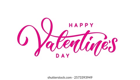 Pink lettering Happy Valentines Day. Holiday typography text for Valentines day.