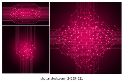 pink Light Abstract Technology background set for computer graphic website internet and business