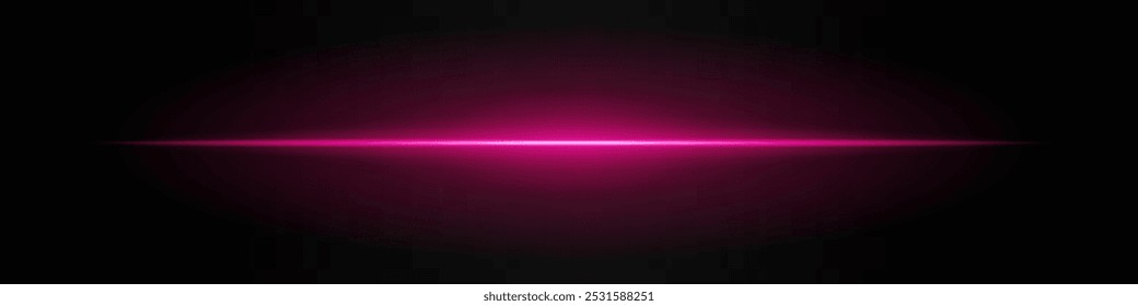 Rayo de luz rosa. Un rayo púrpura Horizontal afilado con un centro brillante, que se desvanece en la oscuridad en ambos lados. Ideal para diseños de ciencia ficción, transiciones de luz o efectos futuristas.