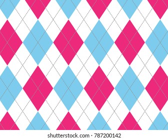 Pink And Light Blue Argyle