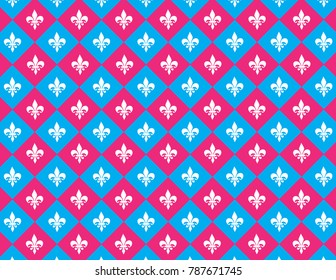 Pink and Light Blue Fleur de Lis Background