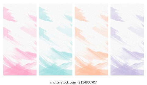 Pink, Light Blue, Orange, And Purple Watercolor Splash On White Paper Texture Background Template For Artwork In Phone Wallpaper Size