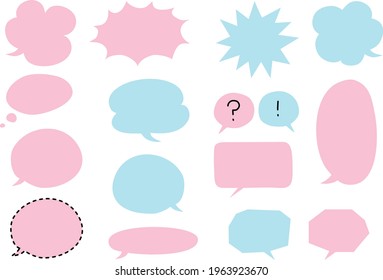 
pink and light blue speech balloon set