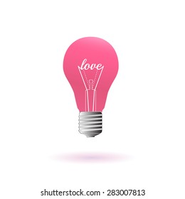 Pink light bulb, vector icon