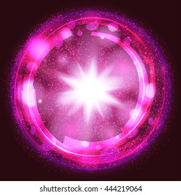 pink light burst explosion background, with rays and transparent lines. vector