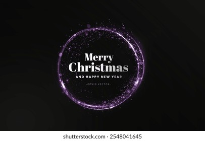 Círculo de luz rosa con polvo brillante y partículas brillantes. 2025 Feliz Año Nuevo y Feliz Navidades Abstractas brillante color rosa elemento de diseño de onda