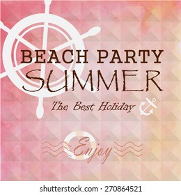 pink light geometric label background with white anchor