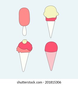 Pink Light  Girl Ice Cream Set