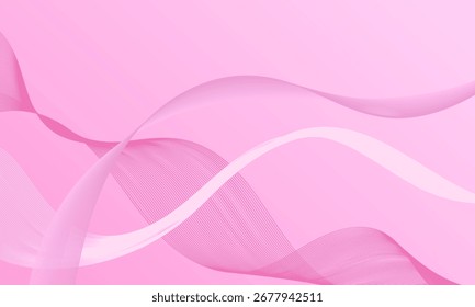 Curvas de onda de líneas suaves de luz rosa con fondo abstracto de gradiente suave