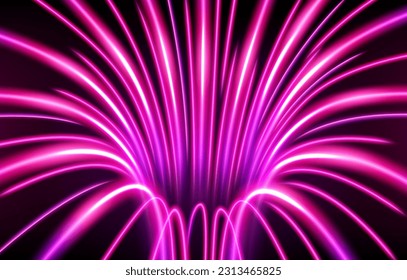 Pink Light Tunnel, Time Traveller Portal. Vector Illustration