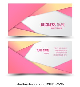 Pink and light yellow modern creative business card and name card,horizontal simple clean template vector design, layout in rectangle size.