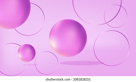 pink lilac balloon in the air. rings on the background.