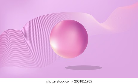 pink lilac balloon in the air. sound wave on the background.