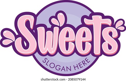 Pink and lilac sweet, candy store logo design vector.