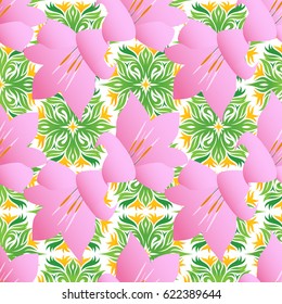 Pink lilies Seamless Pattern