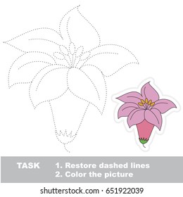 Pink Lily. Dot to dot educational game for kids.