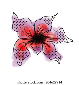 Pink lily on a white background