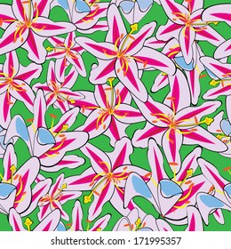 pink lily seamless pattern