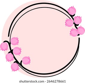 Pink Lily of the Valley Circle Frame Design