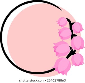 Pink Lily of the Valley Circle Frame Design