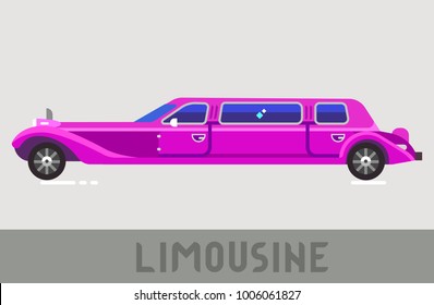 Pink Limousine in Flat Style