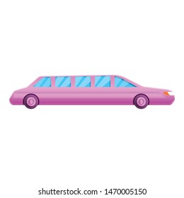 Pink limousine icon. Cartoon of pink limousine vector icon for web design isolated on white background