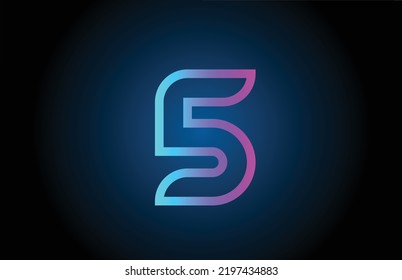 diseño de icono del logotipo de número 5 de la línea rosa. Plantilla creativa para empresas y negocios