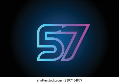 pink line 57 number logo icon design. Creative template for company and business
