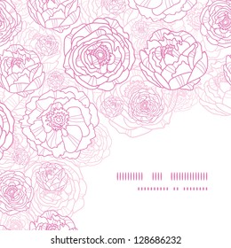 Pink line art flowers corner seamless pattern background