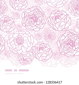 Pink line art flowers horizontal seamless pattern background