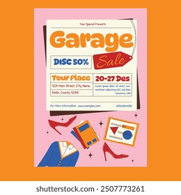 Pink Line Art Garage Sale Flyer