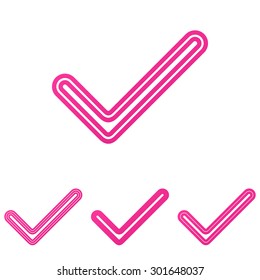 Pink line check mark logo design set