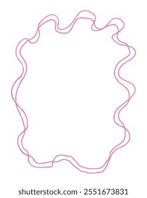 A pink line is drawn on a white background. The line is curvy and has a wavy appearance