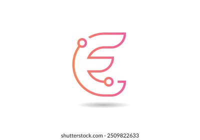línea rosa E letra alfabeto logo icono diseño adecuado para un negocio de tecnología o empresa