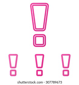 Pink line exclamation mark logo design set