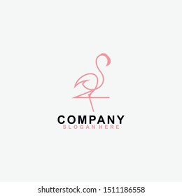 Pink Line Flamingo Logo Modern Design Template. Vector Illustration