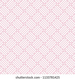 pink line geometric seamless pattern and simple weave regular on white background