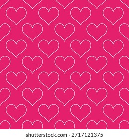 Pink line hearts vector seamless pattern for Valentines Day. Eps 10
