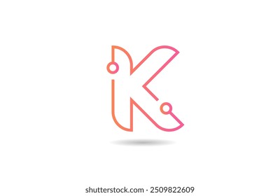 línea rosa K letra alfabeto logo icono diseño adecuado para un negocio de tecnología o empresa