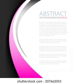 Pink line on black background with white space for text and message modern artwork design
