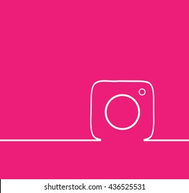 Pink Line Photo Camera Background Vector Logo, JPG, JPEG, EPS. Icon Button.instagram Flat Social Media Sign