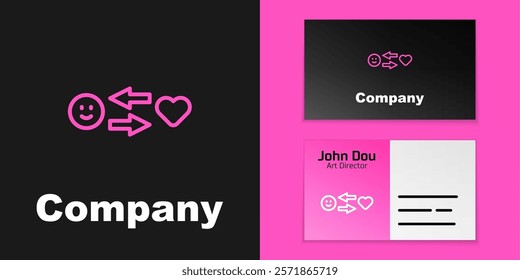 Pink line Romantic relationship icon isolated on black background. Romantic relationship or pleasant meeting concept. Logo design template element. Vector