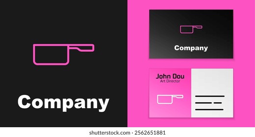 Pink line Saucepan icon isolated on black background. Cooking pot. Boil or stew food symbol. Logo design template element. Vector