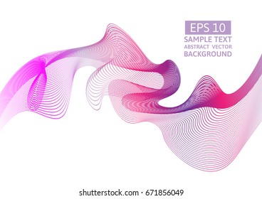 Pink line wave abstract vector background with copy space