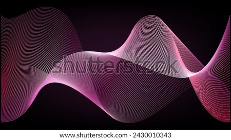 Pink line wave background. Rose magnetic smoke flare. Light red sound frequency abstract swirls. Purple glitter effect dance music radio wavelength. Glow border tech pattern.