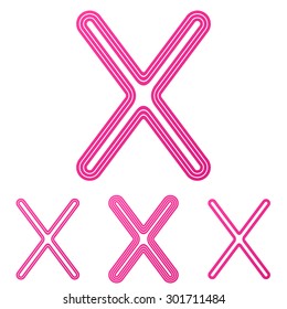 Pink line x logo design set