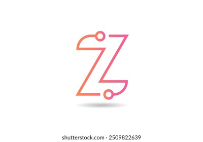 pink line Z letter alphabet logo icon design suitable for a technology business or company