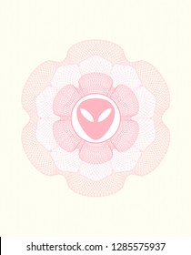 Pink linear rosette with alien icon inside