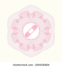 Pink linear rosette. with bandage plaster icon inside