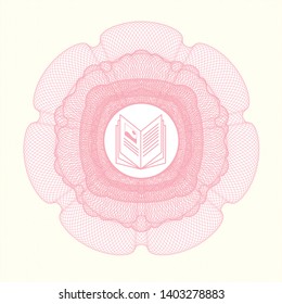 Pink linear rosette with book icon inside